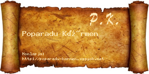 Poparadu Kármen névjegykártya